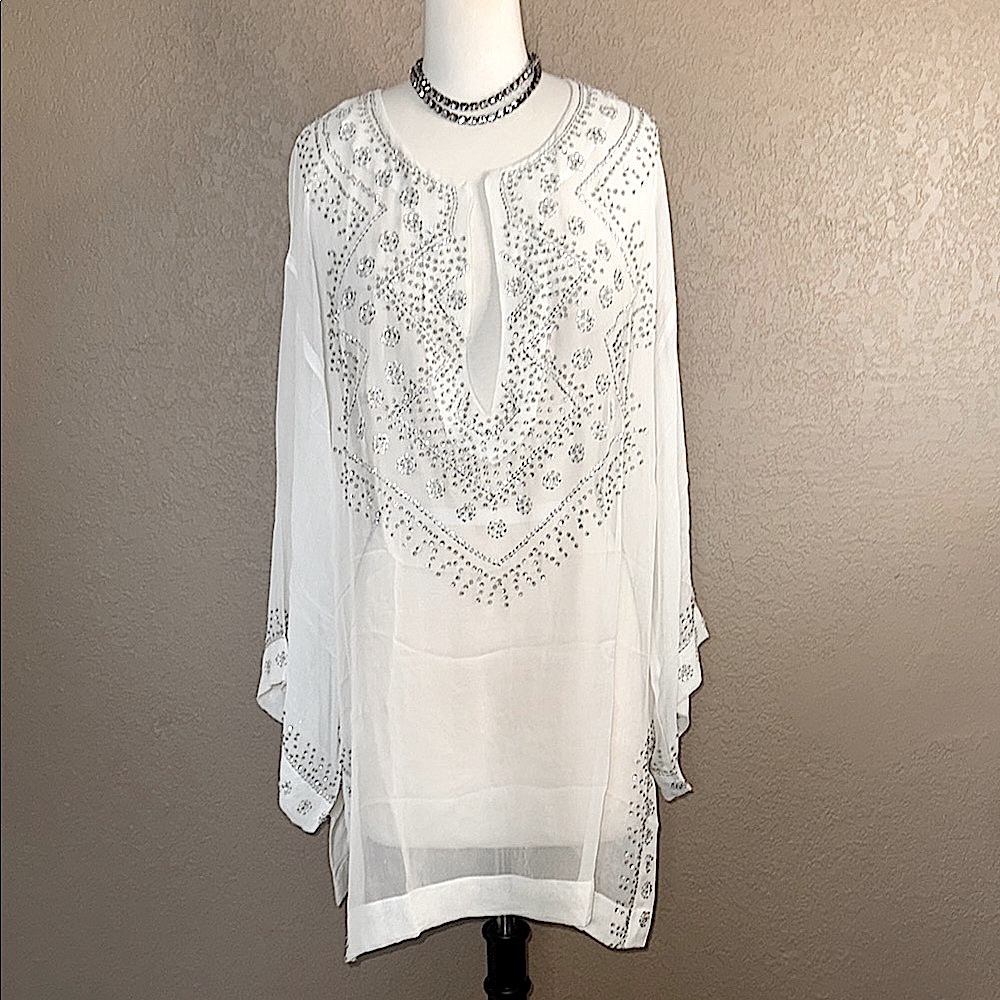 Gorgeous Vintage Spiegel Sheer Tunic with Silver Accents